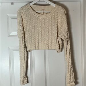Free People Cream Cable Knit Sweater